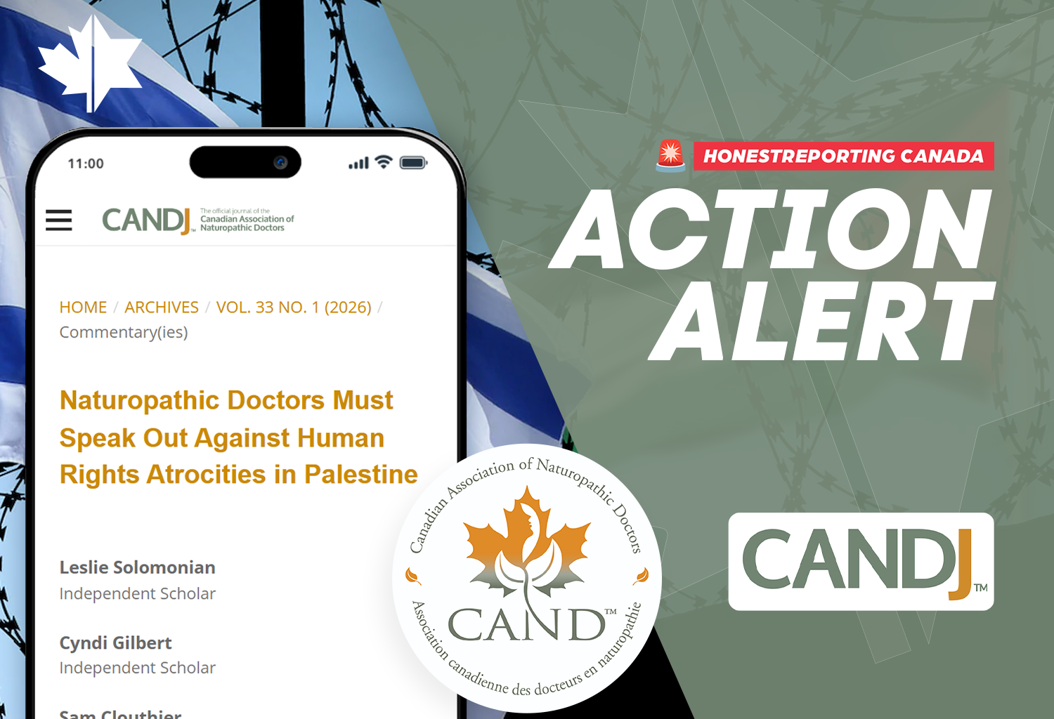 Official Journal Of The Canadian Association Of Naturopathic Doctors, CANDJ, Publishes Rambling Anti-Israel Screed Accusing Jerusalem Of “Genocide”