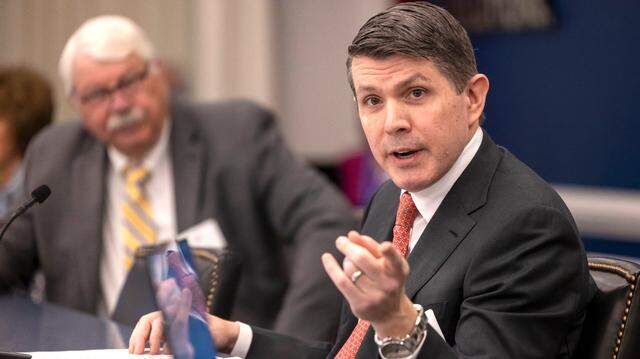North Carolina Treasurer Brad Briner speaks during a Council of State meeting on Feb. 4, 2025.