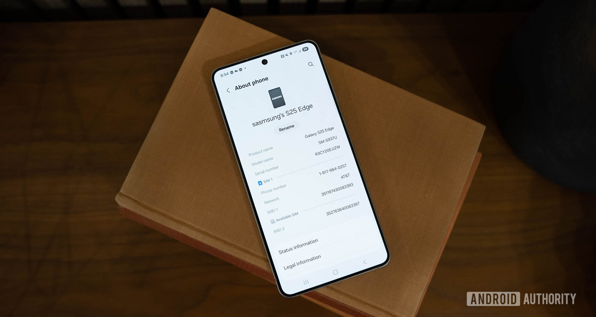 Samsung Galaxy S25 Edge About Phone Screen