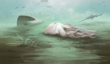 art work of ancient fossil underwater