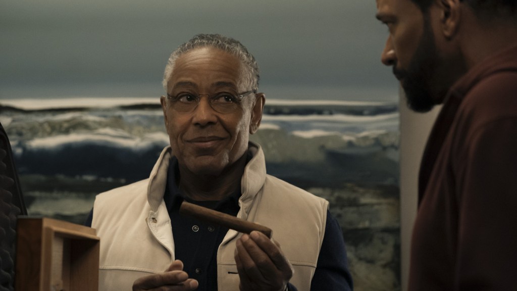 Stan Edgar holding a cigar and smiling in The Boys Season 5, Episode 3