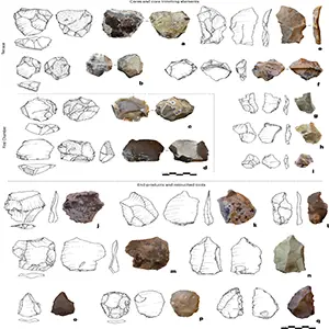 Stone tools and artefacts found in Tinshemet Cave, providing evidence of intermingling and cooperation between Neanderthals and Homo sapiens. Credit: Nature Human Behavior