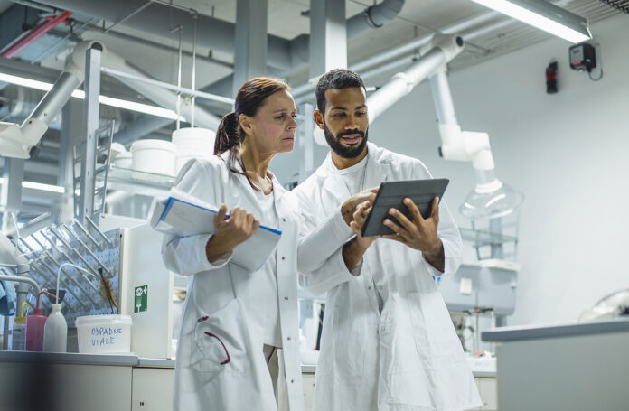 Scientists working in the laboratory