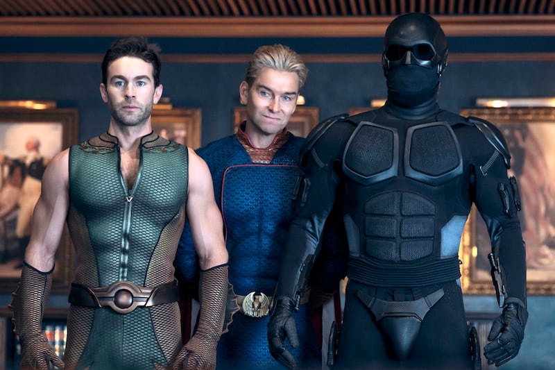 The Boys: Chace Crawford, Antony Starr and Nathan Mitchell in season 5. Photo: Amazon