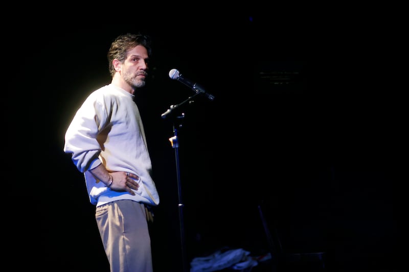 At Berlin’s Gorki Theatre, the audience is clearly appalled at how quickly the charismatic performer has them laughing at the heaviest of subjects. Photograph: Ute Langkafel, Galerie MAIFOTO
