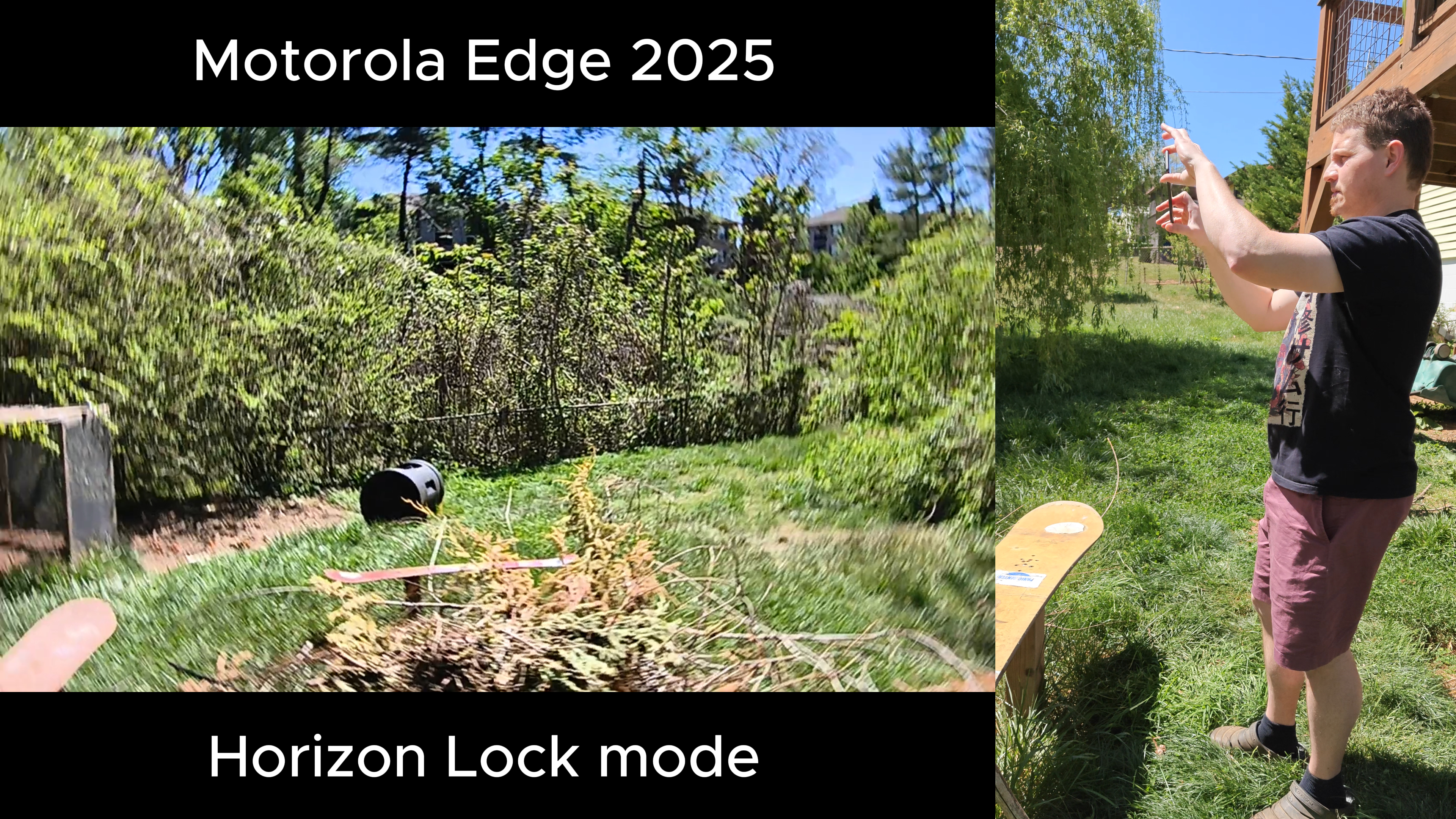 Observing the blur on the edges of video that happens when spinning the phone, taken from a Motorola Edge 2025 with Horizon Lock enabled