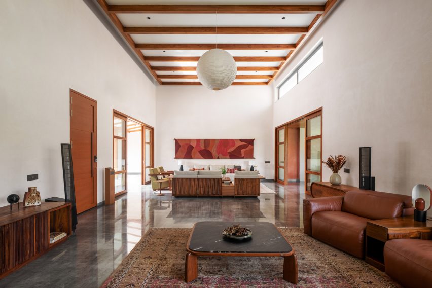 Living space interior at Indian house by Hiren Patel Architects + Design
