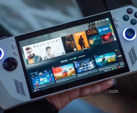 Asus ROG Ally showing the Steam layout with Bazzite