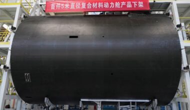 China Academy of Launch Vehicle Technology (CALT) completes the development of its first 5-meter-diameter composite material power cabin product. Photo: Courtesy of the CALT