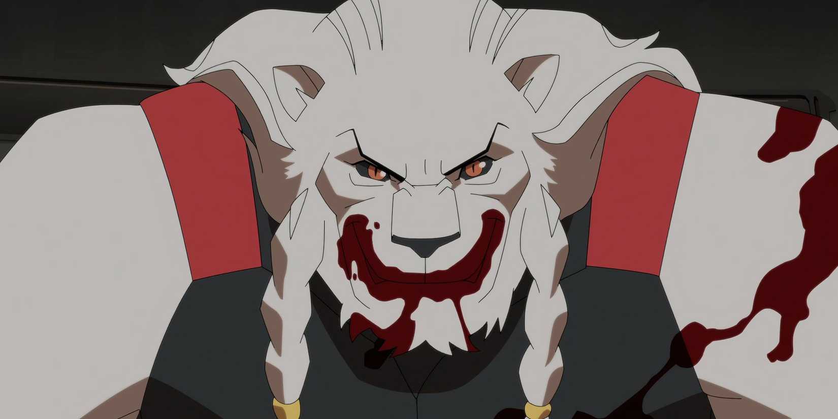 Battle Beast smiling menacingly with blood surrounding his mouth in Invincible season 3