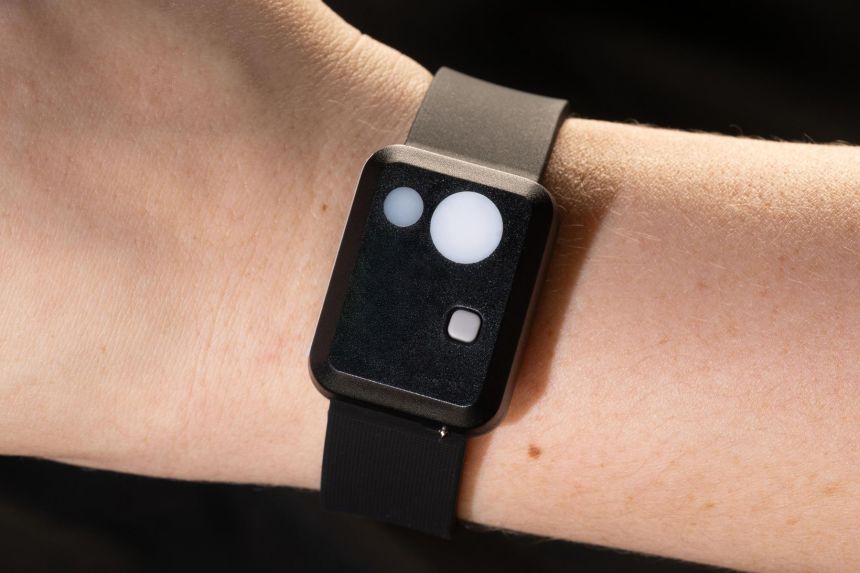The actigraphy device that select Artemis II astronauts wear on their wrists during their mission.