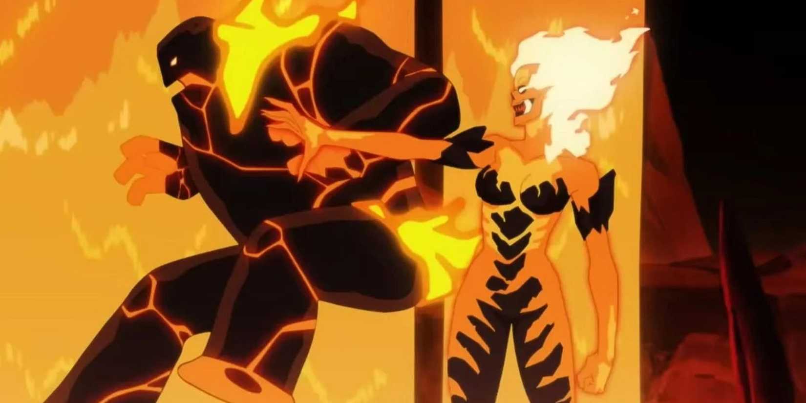 Volcanikka with a lava creature