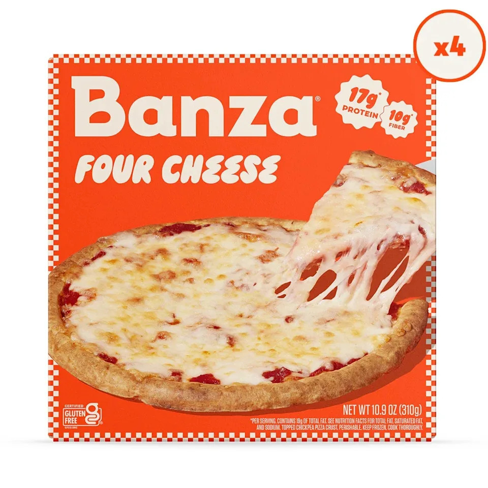 Frozen four cheese pizza packaging
