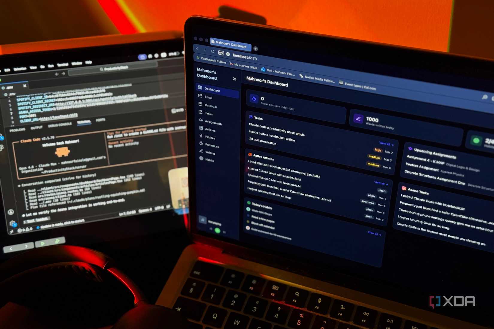 Claude Code vibecoded productivity dashboard