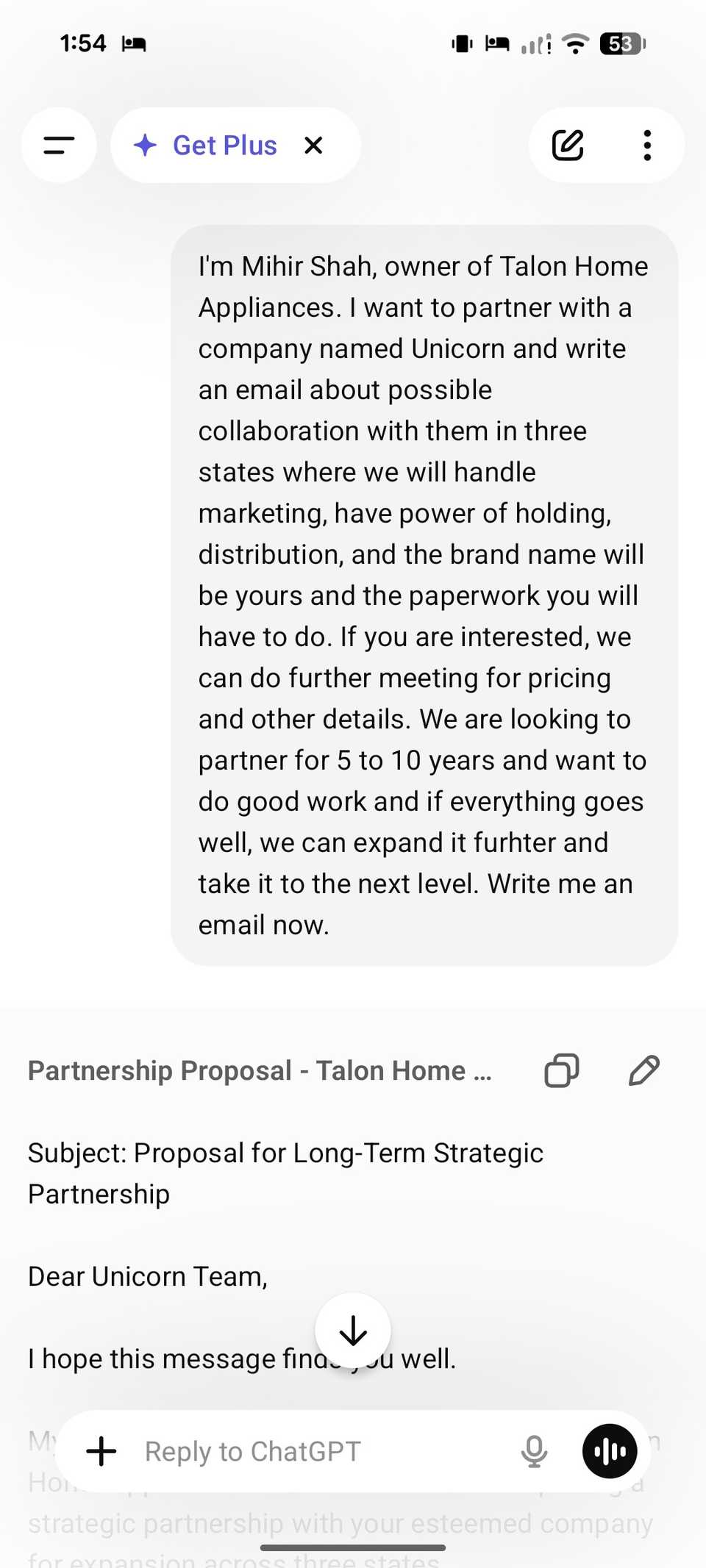 ChatGPT chat on Android