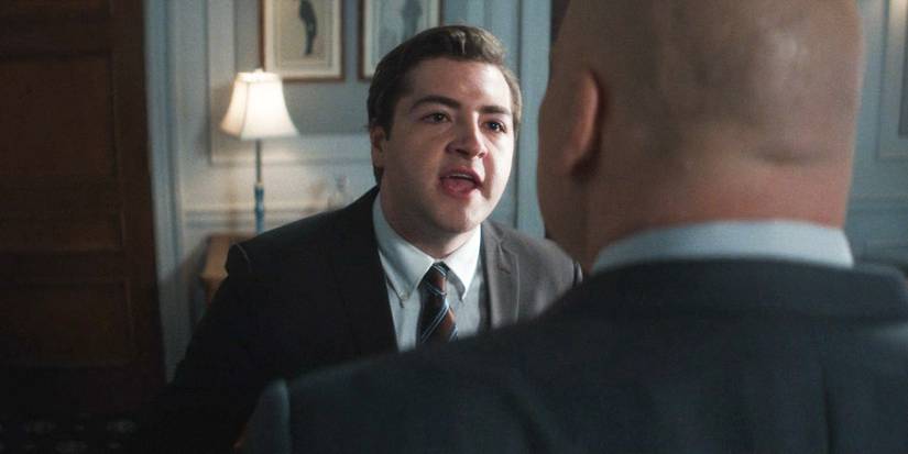 Daniel Blake (Michael Gandolfini) shouting at Wilson Fisk in Daredevil: Born Again Season 1 Ep 4
