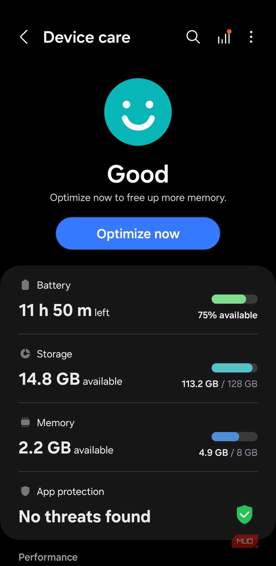 Device care menu on Samsung Galaxy phone-1