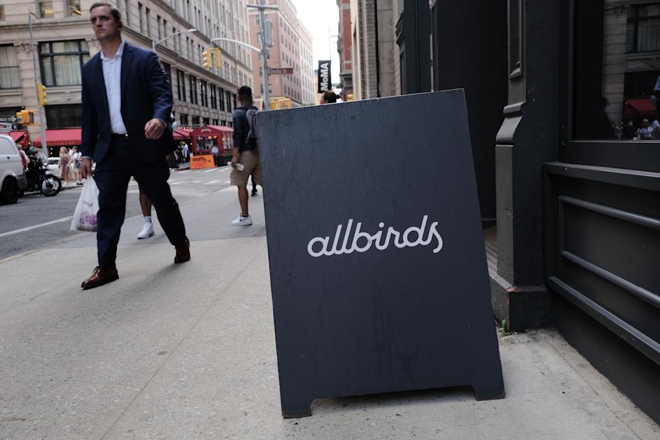 NEW YORK, NEW YORK - AUGUST 31: An exterior view of an Allbirds store, a maker of sustainable shoes, in lower Manhattan on August 31, 2021 in New York City. The shoe company has announced that it is preparing an initial public offering (IPO). The company has lost money and expects it will continue to be unprofitable for the foreseeable future.  (Photo by Spencer Platt/Getty Images)