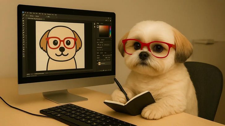 An artificial intelligence-generated image of a Shih Tzu on an office desk / Courtesy of Carat