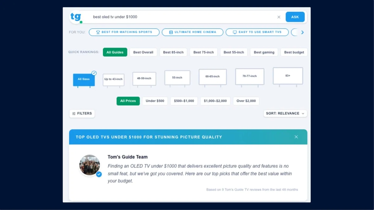The new Tom's Guide Product Finder