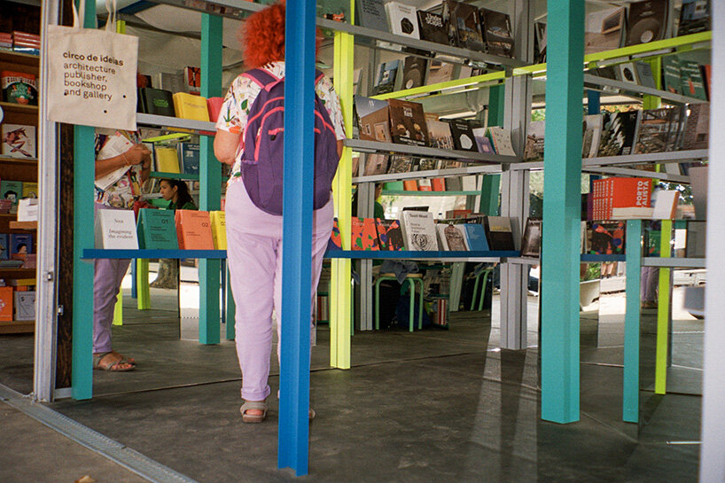 fala turns leftover metal into color-coded grid that multiplies itself through mirror in porto - 6