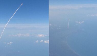 Artemis II: passageira flagra decolagem de foguete de janela de avião; veja