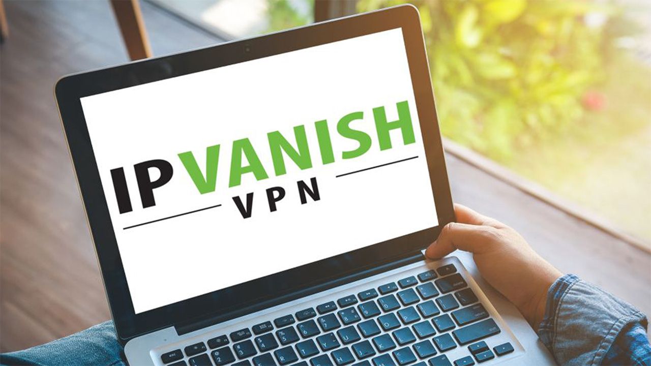 IPVanish logo displayed on a laptop screen