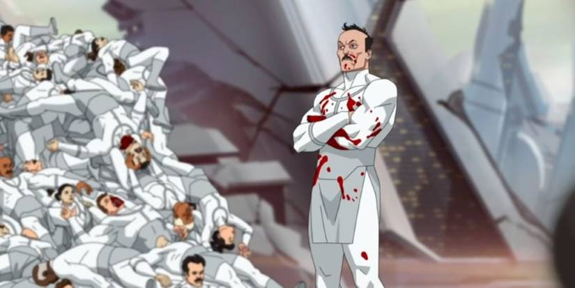 General Kregg with a pile of defeated people in Invincible season 2