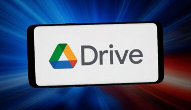The Google Drive logo on a smartphone.