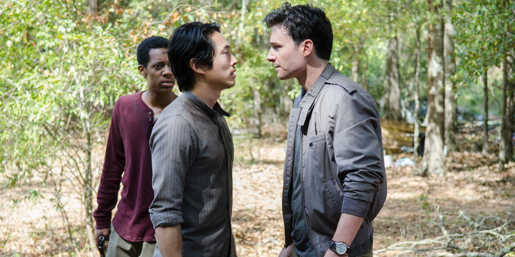 Glenn confronts Aiden in The Walking Dead