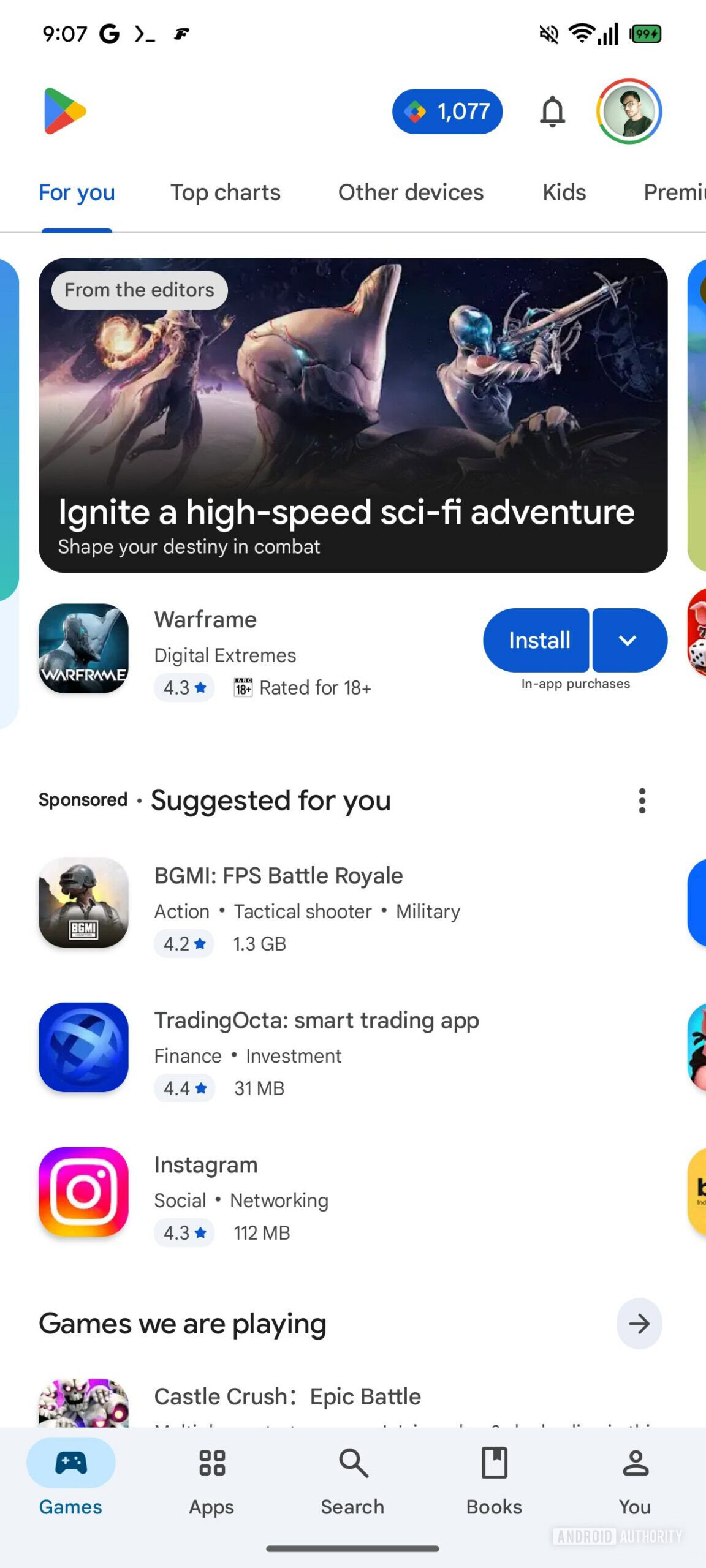 google play store games tab old