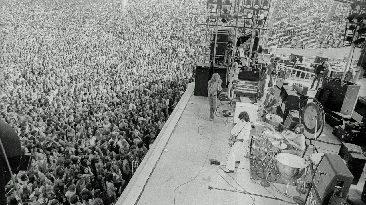 Led Zeppelin onstage at Kezar Stadium, San Francisco, CA. June 2, 1973