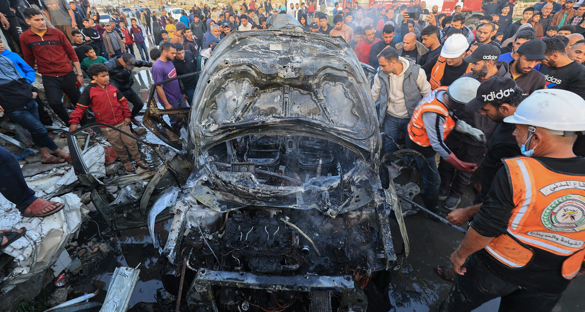 Vehicle engulfed in flames after Israeli drone strike in central Gaza | Gaza