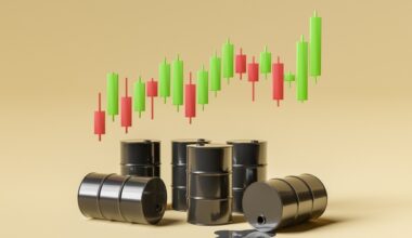 oil barrels with rising chart