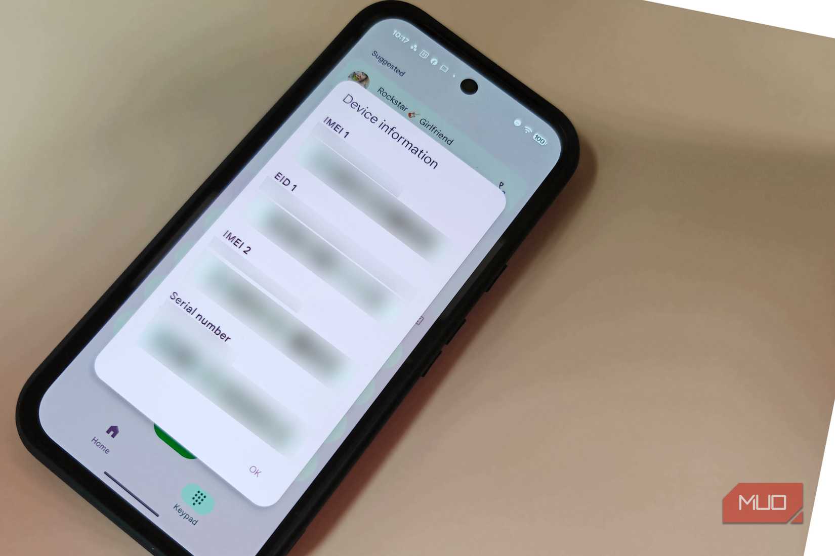 IMEI secret menu result - blurred for privacy