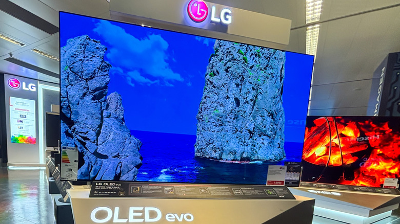 A retail display for LG OLED evo TVs