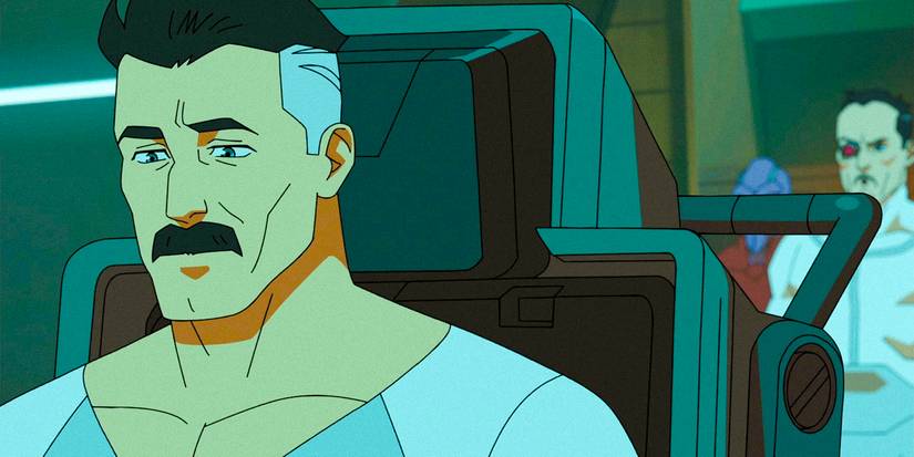 Close-up of Nolan Grayson looking sad, with General Kregg in the background in Invincible S2 Ep6