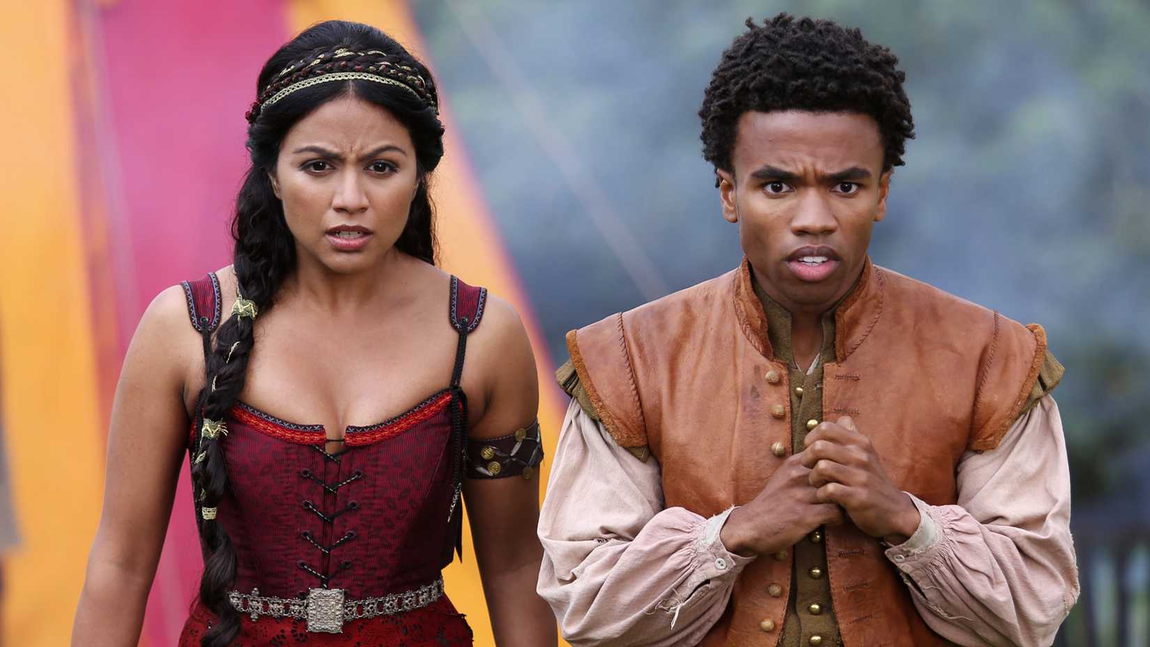Isabella and Sid look shocked in Galavant