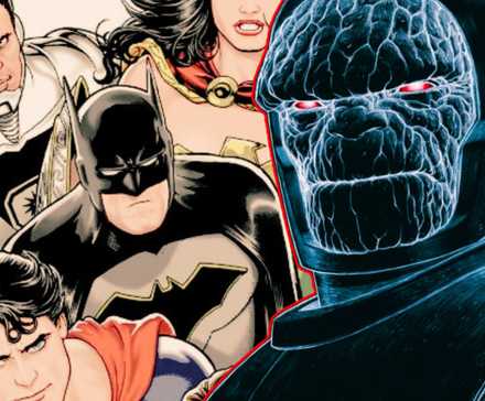 Darkseid with the Justice LEague