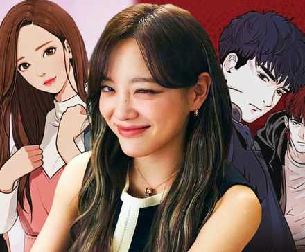 Kim Sejeong as Shin Hari from Business Proposal with True Beauty and Bloodhounds in the background