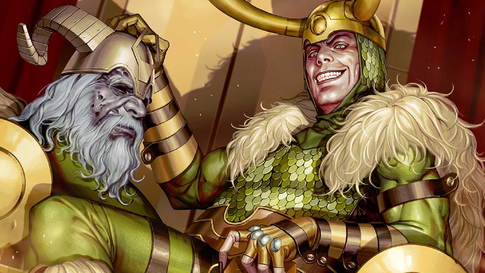 loki with odin's head in ultimate thor comic art