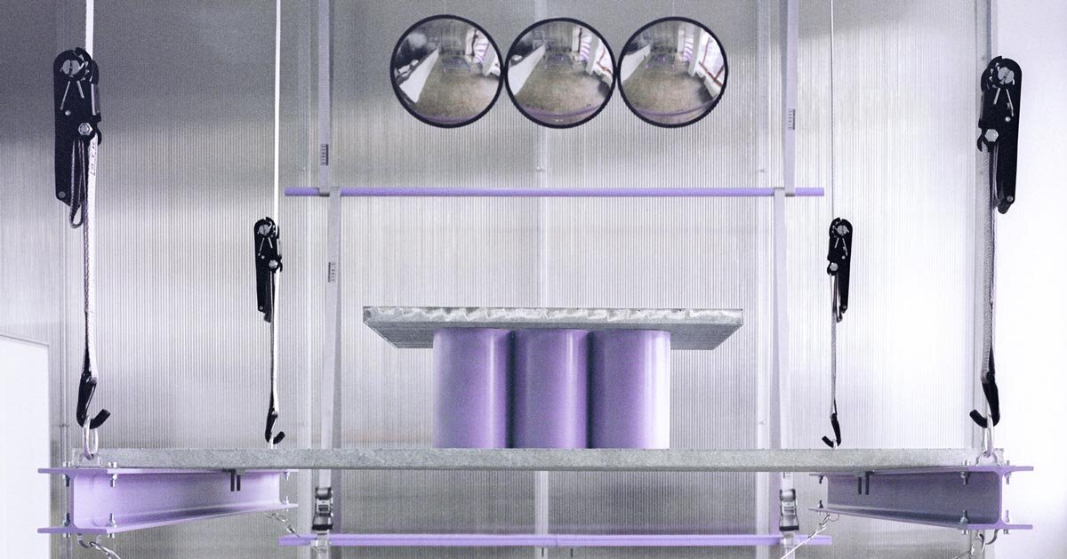 suspended steel grates suspended turn into furniture for bratislava photo lab