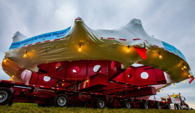 The Muon g-2 magnetic ring arrived arriving at Fermilab.