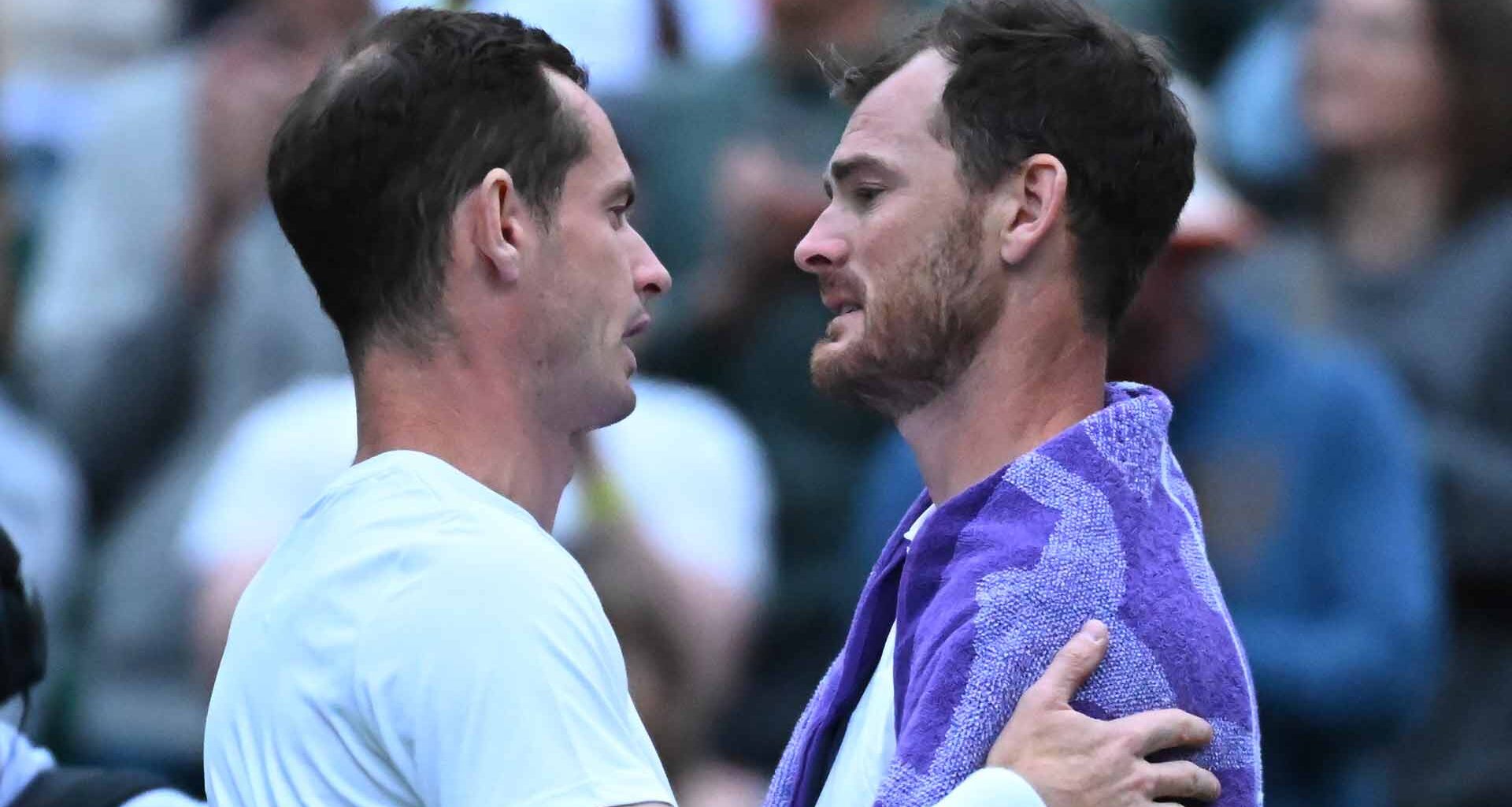 Andy Murray and Jamie Murray at Wimbledon in 2024.