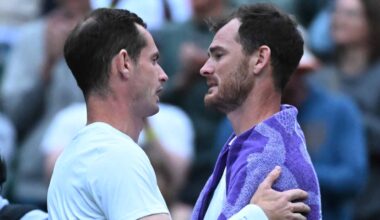 Andy Murray and Jamie Murray at Wimbledon in 2024.