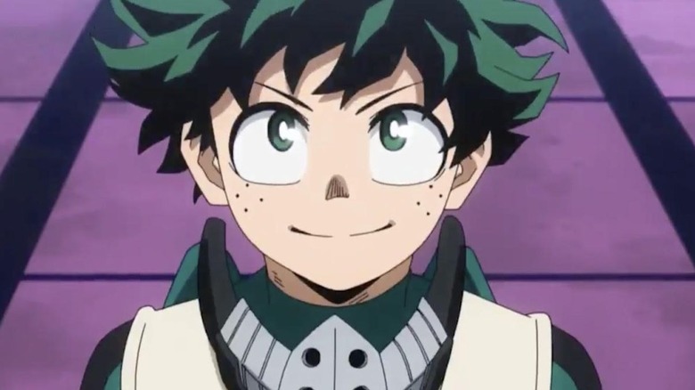 Izuku Midoriya stares up smiling in My Hero Academia