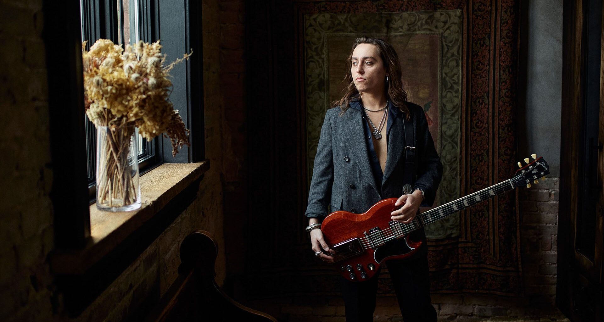 The Gibson Jake Kiszka SG Standard is inspired by the Greta Van Fleet's original '61 Les Paul SG, aka the Beloved.