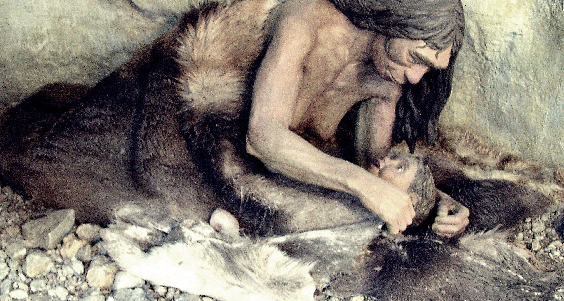 Neanderthal mother with child