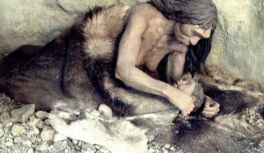 Neanderthal mother with child
