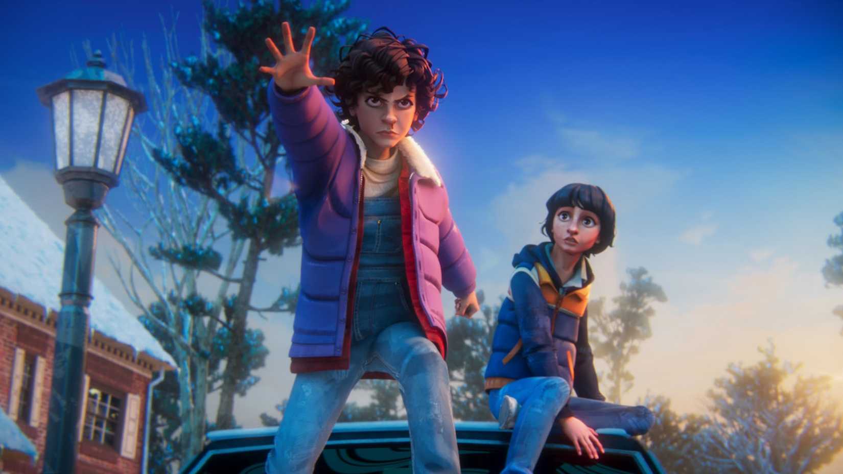 Eleven and Mike in Netflix's Stranger Things: Tales From '85.